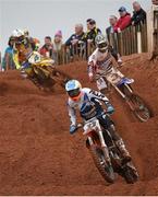 21 April 2014; Wayne Garrett leads Robert Hamilton, 3, and Gary Gibson, 4, in the opening Expert MX1 race. Ulster Motocross Championship, Desertmartin Motocross Park, Co. Derry. Picture credit: Ramsey Cardy / SPORTSFILE