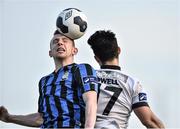21 April 2014; James O'Brien, Athlone Town, in action against Richie Towell, Dundalk. Airtricity League Premier Division, Athlone Town v Dundalk, Athlone Town Stadium, Athlone, Co. Westmeath. Picture credit: David Maher / SPORTSFILE