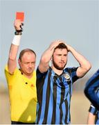 21 April 2014; Sean Byrne, Athlone Town, is sent off late in the game by referee Graham Kelly. Airtricity League Premier Division, Athlone Town v Dundalk, Athlone Town Stadium, Athlone, Co. Westmeath. Picture credit: David Maher / SPORTSFILE