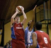 29 January 2006; Colin O'Reilly, UCC Demons, in action against Robert Taylor, Limerick Lions. Superleague Men's Cup Final, UCC Demons v Limerick Lions, National Basketball Arena, Tallaght, Dublin. Picture credit: Brendan Moran / SPORTSFILE