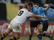 30 January 2006; Patrick Mallon, St. Michael's College, is tackled by John Downey, Presentation College Bray. Leinster Schools Senior Cup, First Round, Presentation College Bray v St. Michael's College, Donnybrook, Dublin. Picture credit; Pat Murphy / SPORTSFILE