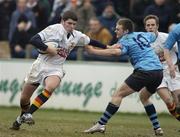 30 January 2006; Leon Browne, Presentation College Bray, is tackled by Andrew Cummiskey, St. Michael's College. Leinster Schools Senior Cup, First Round, Presentation College Bray v St. Michael's College, Donnybrook, Dublin. Picture credit; Pat Murphy / SPORTSFILE