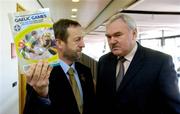 31 January 2006; Des Donegan, DBA Publications, with Sean Kelly, President of the GAA, at the launch of the latest edition of the &quot;Complete Handbook of Gaelic Games&quot;, which is a compilation of GAA records from 1887 to 2005. Croke Park, Dublin. Picture credit; Damien Eagers / SPORTSFILE