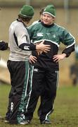 31 January 2006; Brian O'Driscoll in conversation with team-mate Gordon D'Arcy during Ireland rugby squad training. Lansdowne Road, Dublin. Picture credit; Pat Murphy / SPORTSFILE