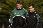 31 January 2006; Malcolm O'Kelly with Niall O'Donovan, Forwards Coach, during Ireland rugby squad training. Lansdowne Road, Dublin. Picture credit; Pat Murphy / SPORTSFILE
