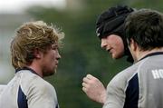 31 January 2006; Malcolm O'Kelly in conversation with Jerry Flannery during Ireland rugby squad training. Lansdowne Road, Dublin. Picture credit; Pat Murphy / SPORTSFILE