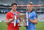 22 April 2014; In attendance at a photocall ahead of the Allianz Football League Divison 1 Final in Croke Park next weekend are Chrissy McKeigue, left, Derry, and Eoghan O'Gara, Dublin. Croke Park, Dublin. Picture credit: Brendan Moran / SPORTSFILE