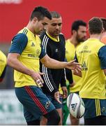 22 April 2014; Munster's Conor Murray, left, and Simon Zebo during squad training ahead of their Heineken Cup semi-final against Toulon on Sunday. Munster Rugby Squad Training, Musgrave Park, Cork. Picture credit: Diarmuid Greene / SPORTSFILE