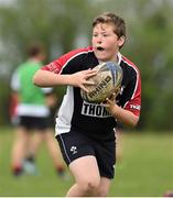 22 April 2014; Oisin Michel, age 11, from the Cill Dara rugby club, during the Leinster School of Excellence tour in Cill Dara Rugby Football Club, Co. Kildare. Picture credit: David Maher / SPORTSFILE