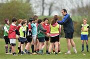 22 April 2014; Leinster coach Alex Mihajhovic, with Cill Dara rugby club members, during the Leinster School of Excellence tour in Cill Dara Rugby Football Club, Co. Kildare. Picture credit: David Maher / SPORTSFILE
