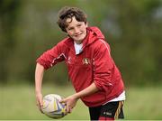 22 April 2014; Max Byrne, age 12, from the Cill Dara rugby club, during the Leinster School of Excellence tour in Cill Dara Rugby Football Club, Co. Kildare. Picture credit: David Maher / SPORTSFILE