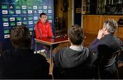 22 April 2014; Munster's James Coughlan speaks to reporters during a press conference ahead of their Heineken Cup semi-final against Toulon on Sunday. Munster Rugby Squad Training, Musgrave Park, Cork. Picture credit: Diarmuid Greene / SPORTSFILE