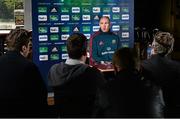 22 April 2014; Munster's Paul O'Connell speaking to reporters during a press conference ahead of their Heineken Cup semi-final against Toulon on Sunday. Munster Rugby Squad Training, Musgrave Park, Cork. Picture credit: Diarmuid Greene / SPORTSFILE