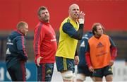 22 April 2014; Munster forwards coach Anthony Foley, left, and Paul O'Connell during squad training ahead of their Heineken Cup semi-final against Toulon on Sunday. Munster Rugby Squad Training, Musgrave Park, Cork. Picture credit: Diarmuid Greene / SPORTSFILE