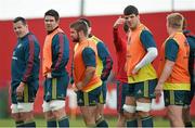 22 April 2014; Munster players including, from left, James Coughlan, Billy Holland, Duncan Casey and Donncha O'Callaghan during squad training ahead of their Heineken Cup semi-final against Toulon on Sunday. Munster Rugby Squad Training, Musgrave Park, Cork. Picture credit: Diarmuid Greene / SPORTSFILE