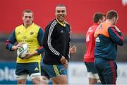 22 April 2014; Munster's Simon Zebo during squad training ahead of their Heineken Cup semi-final against Toulon on Sunday. Munster Rugby Squad Training, Musgrave Park, Cork. Picture credit: Diarmuid Greene / SPORTSFILE