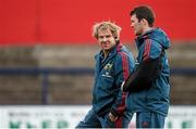 22 April 2014; Munster's Peter O'Mahony in conversation with backs coach Simon Mannix during squad training ahead of their Heineken Cup semi-final against Toulon on Sunday. Munster Rugby Squad Training, Musgrave Park, Cork. Picture credit: Diarmuid Greene / SPORTSFILE
