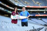 23 April 2014; In attendance during the launch of the Play My Boots Mental Health Pack are Galway camogie player Deirdre Burke, left, and Cavan footballer Alan O'Mara. Croke Park, Dublin. Picture credit: Ramsey Cardy / SPORTSFILE
