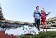 23 April 2014; In attendance during the launch of the Play My Boots Mental Health Pack are Cavan footballer Alan O'Mara, left, and Galway camogie player Deirdre Burke. Croke Park, Dublin. Picture credit: Ramsey Cardy / SPORTSFILE