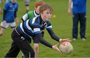 23 April 2014; Tadgh Harnett, aged 12, from Sandymount, Co. Dublin, in action during the Leinster School of Excellence on tour in Wanderers RFC, Merrion Road, Ballsbridge, Dublin. Picture credit: Ramsey Cardy / SPORTSFILE