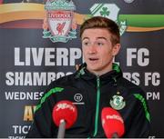 24 April 2014; Shamrock Rovers midfielder Ronan Finn speaking during a press conference ahead of the Liverpool v Shamrock Rovers game on Wednesday, May the 14th. Liverpool v Shamrock Rovers Press Conference, Aviva Stadium, Lansdowne Road, Dublin. Picture credit: Ray McManus / SPORTSFILE