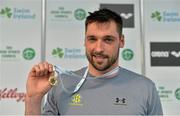24 April 2014; Barry Murphy, Aer Lingus swimming club, with his gold medal after winning the Men's 50m Breaststroke Final at the 2014 Irish Long Course National Championships. National Aquatic Centre, Abbotstown, Dublin. Picture credit: Brendan Moran / SPORTSFILE
