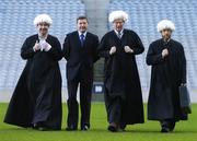 31 January 2006; Pictured at the launch of the AIB Community Challenge in Croke Park are &quot;Judges&quot; Paul Collins, Today FM, Broadcaster Michael O'Muircheartaigh and Sean Kelly, President of the GAA, with Billy Finn, General Manager, AIB, As part of the build up to the AIB All-Ireland finals on March 17th, AIB are searching for Ireland's best supported club in this years Championships. All four finalist's communities will automatically be entered into the new competition and are in with a chance to win the overall prize of Ä5,000 for their club. Picture credit: Brian Lawless / SPORTSFILE