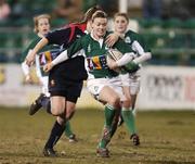 4 February 2006; Lynne Cantwell, Ireland, is tackled by Agurtzane Obregozo, Spain. Women's Six Nations 2005-2006, Ireland v Spain, Donnybrook, Dublin. Picture credit; Brian Lawless / SPORTSFILE