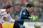 5 February 2006; Declan Lally, Dublin, in action against Dermot Carlin, Tyrone. Allianz National Football League, Division 1A, Round 1, Tyrone v Dublin, Healy Park, Omagh, Co. Tyrone. Picture credit: Matt Browne / SPORTSFILE
