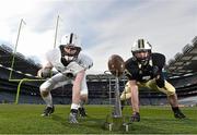 25 April 2014; American football players, Matt Craig, left, and Paul Grogan with the Dan Rooney Trophy are in Croke Park to meet up with members of the University of Central Florida and Penn State University as both colleges finalise their plans for the Croke Park Classic which takes place in GAA HQ on August 30th. Tickets for the Croke Park Classic are on sale now from www.ticketmaster.ie and www.tickets.ie. For further information, check out www.crokeparkclassic.ie. Croke Park Classic April Visit and Media Day, Croke Park, Dublin. Picture credit: David Maher / SPORTSFILE