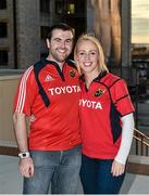 25 April 2014; Munster supporters Conor Ryan, from Bunratty, Co. Clare, and Sinead Doyle, from Raheen, Limerick, in Marseilles ahead of Sunday's Heinken Cup semi-final against Toulon. Marseille, France. Picture credit: Diarmuid Greene / SPORTSFILE