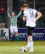 25 April 2014; David Scully, Bray Wanderers, celebrates after scoring his side's first goal. Airtricity League Premier Division, Bray Wanderers v Dundalk. Carlisle Grounds, Bray, Co. Wicklow. Picture credit: Stephen McCarthy / SPORTSFILE