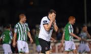 25 April 2014; Brian Gartland, Dundalk, reacts to a late missed goal opportunity. Airtricity League Premier Division, Bray Wanderers v Dundalk. Carlisle Grounds, Bray, Co. Wicklow. Picture credit: Stephen McCarthy / SPORTSFILE