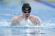 25 April 2014; Emmet Crowley, Mallow, competing in the Men's 100 meter Breaststroke semi-final at the 2014 Irish Long Course National Championships. National Aquatic Centre, Abbotstown, Dublin. Photo by Sportsfile