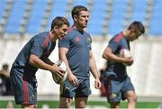 26 April 2014; Munster's Ian Keatley, left, JJ Hanrahan, centre, and Conor Murray during the Munster squad Captain's Run ahead of their Heineken Cup semi-final against Toulon on Sunday. Munster Squad Captain's Run, Stade Vélodrome, Marseille, France. Picture credit: Diarmuid Greene / SPORTSFILE
