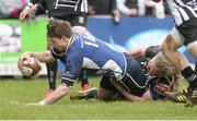 26 April 2014; Brendan Macken, Leinster A, goes over to score his side's first try. British and Irish Cup, Pontypridd v Leinster A, Sardis Road, Pontypridd, Wales. Picture credit: Steve Pope / SPORTSFILE