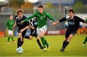 24 April 2014; Cian Kavanagh, Republic of Ireland U18 Schools, in action against left, Lewis Wilson and right, Jamie Henry, Scotland U18 Schools. Centenary Shield, Republic of Ireland U18 Schools v Scotland U18 Schools, Tallaght Stadium, Tallaght, Dublin. Picture credit: Tómas Greally / SPORTSFILE