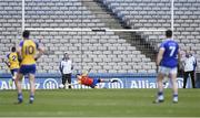 26 April 2014; Darren O'Malley, Roscommon, saves a penalty from Martin Dunne, Cavan. Allianz Football League Division 3 Final, Cavan v Roscommon, Croke Park, Dublin. Picture credit: Barry Cregg / SPORTSFILE