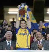26 April 2014; Roscommon captain Niall Carty lifts the cup. Allianz Football League Division 3 Final, Cavan v Roscommon, Croke Park, Dublin. Picture credit: Barry Cregg / SPORTSFILE