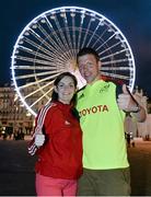 26 April 2014; Munster supporters Aisling O'Mahony, from Douglas, Cork, and Jonathan Cosgrave, from Lough Gur, Co. Limerick, in Marseilles ahead of tomorrow's Heinken Cup semi-final against Toulon at Stade Vélodrome, Marseille, France. Picture credit: Diarmuid Greene / SPORTSFILE
