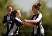 27 April 2014; Mary Waldron, Raheny United, celebrates after scoring her side's first goal with team-mate Rebecca Creagh, left. Bus Éireann Women's National League Final Round, Shamrock Rovers v Raheny United, AUL Complex, Clonshaugh, Dublin. Photo by Sportsfile
