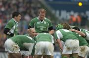 4 February 2006; The Ireland pack, including David Wallace, left, Peter Stringer and Paul O'Connell take a breather during the game. RBS 6 Nations 2006, Ireland v Italy, Lansdowne Road, Dublin. Picture credit; Brendan Moran / SPORTSFILE