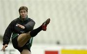 10 February 2006; Ireland out-half Ronan O'Gara practices his kicking. Ireland Kicking Practice, Stade de France, Paris, France. Picture credit; Brendan Moran / SPORTSFILE