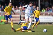 27 April 2014; Padraic Cunningham, Galway & District League, in action against, Donnacha O'Connor, Wexford Football League. FAI UMBRO Youth Inter League Cup Final, Wexford Football League v Galway & District League, Ferrycarrig Park, Wexford. Picture credit: Barry Cregg / SPORTSFILE