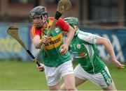 27 April 2014; Rory Foy, London, in action against Sean Murphy, Carlow. GAA All-Ireland Senior Hurling Championship Qualifier Group - Round 1, London v Carlow. Páirc Smárgaid, Ruislip, London, England. Picture credit: Matt Impey / SPORTSFILE