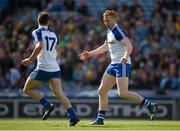 27 April 2014; Monaghan's Kieran Hughes, right, celebrates with team-mate Ryan Wylie after scoring his side's goal. Allianz Football League Division 2 Final, Donegal v Monaghan, Croke Park, Dublin. Picture credit: Ray McManus / SPORTSFILE