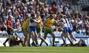 27 April 2014; Players from both sides clash before referee David Gough sent off Donegal's Rory Kavanagh. Allianz Football League Division 2 Final, Donegal v Monaghan, Croke Park, Dublin. Picture credit: David Maher / SPORTSFILE
