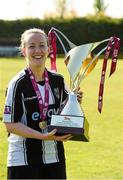 27 April 2014; Raheny United captain Rebecca Creagh with the trophy. Bus Éireann Women's National League Final Round, Shamrock Rovers v Raheny United, AUL Complex, Clonshaugh, Dublin. Photo by Sportsfile