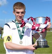 27 April 2014; Galway & District League captain Paul Healy with the cup. FAI UMBRO Youth Inter League Cup Final, Wexford Football League v Galway & District League, Ferrycarrig Park, Wexford. Picture credit: Barry Cregg / SPORTSFILE