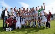 27 April 2014; The Galway & District League team celebrate with the cup after the game. FAI UMBRO Youth Inter League Cup Final, Wexford Football League v Galway & District League, Ferrycarrig Park, Wexford. Picture credit: Barry Cregg / SPORTSFILE